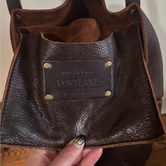 Dark Brown "Coldbrew" Pebbled Portland Leather Large Tote Bag - Picture 6 of 12